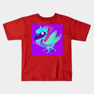 seagull pelican ecopop in purple floral pattern Kids T-Shirt